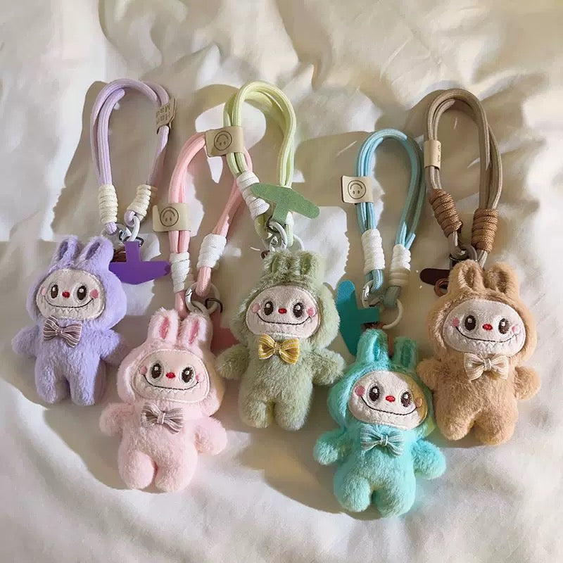 Labubu phone chain. Labubu keychain. Labubu wrist chain. Mini Labubu for handbag. Stiffed Labubu for backpack